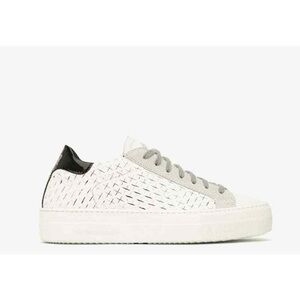 P448 Thea Overload Low Top White Leather Sneakers